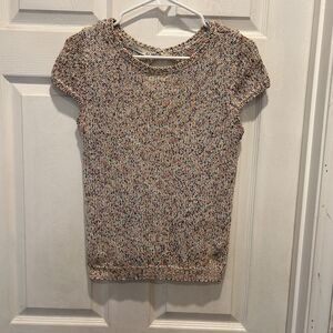 Zara Knit Fun‎ Multicolored Short Sleeve Backless Pullover Sweater Top Small